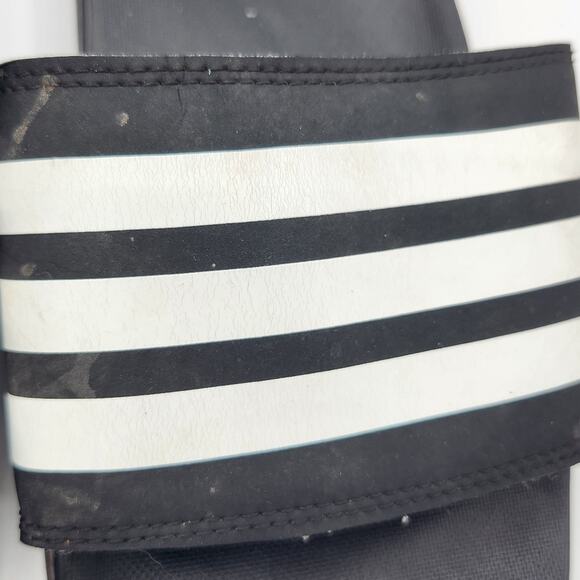 Adidas Adilette Slip On Slide Sandals Flip Flops Women's Size 8 Black & White - Picture 10 of 11